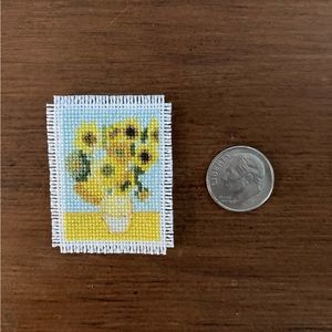 Vincent Van Gogh’s “Sunflowers” in Mini Cross Stitch Art